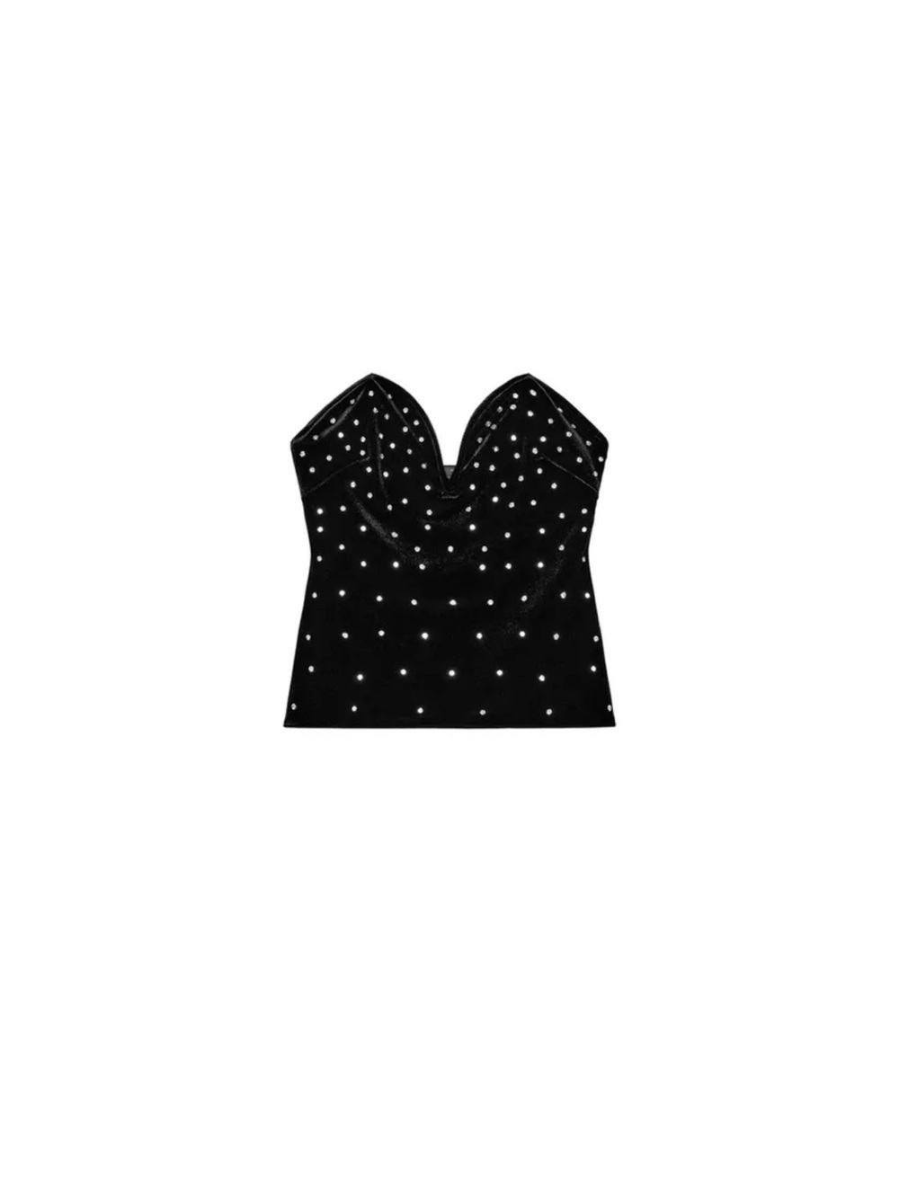 Studded Black Strapless Sweetheart Top zara